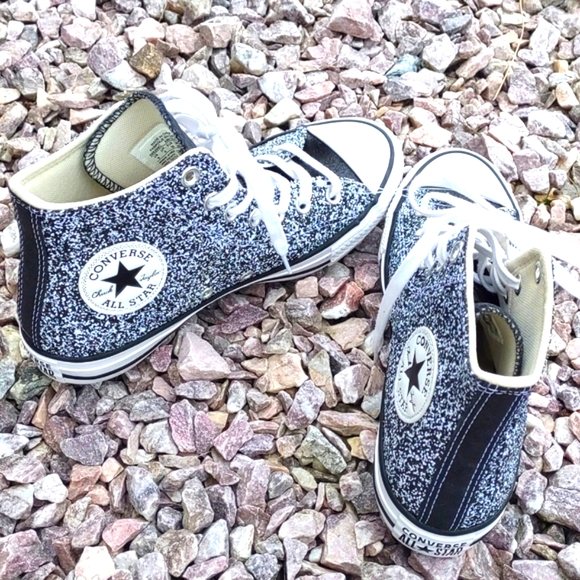 WOW💝CONVERSE CTAS Glitter Platform Hightops in Silver Glitter NEW - Picture 10 of 16